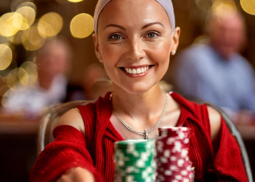 AI-generated image of a woman playing poker